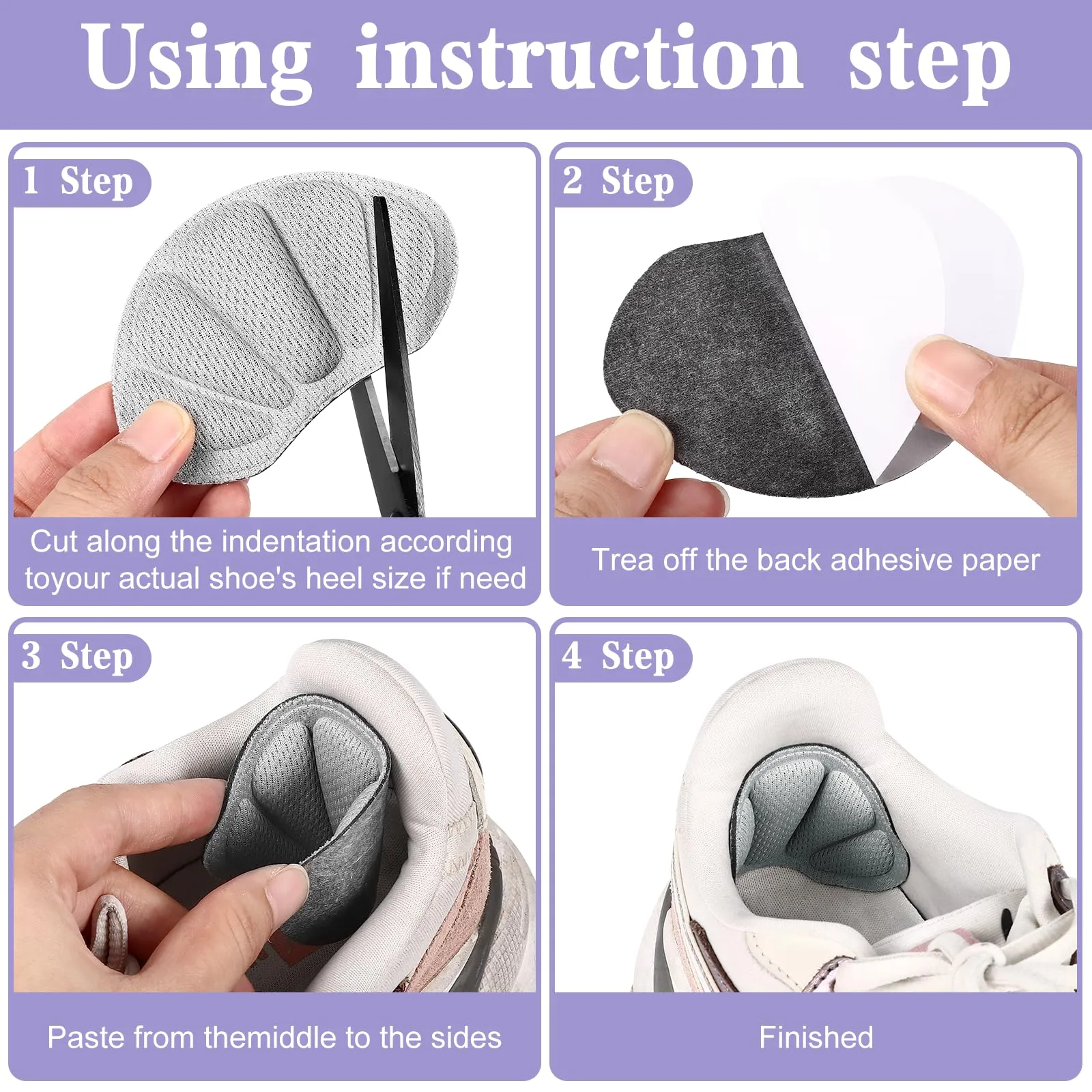 10 pairs of heel pads, premium heel pads shoes, self-adhesive heel protection for shoes, anti-friction anti-blister thick shoe insoles, heel pads for men women, 5 colors