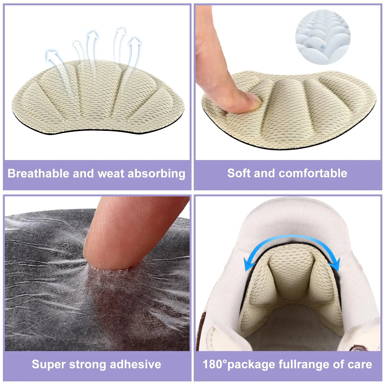 10 pairs of heel pads, premium heel pads shoes, self-adhesive heel protection for shoes, anti-friction anti-blister thick shoe insoles, heel pads for men women, 5 colors