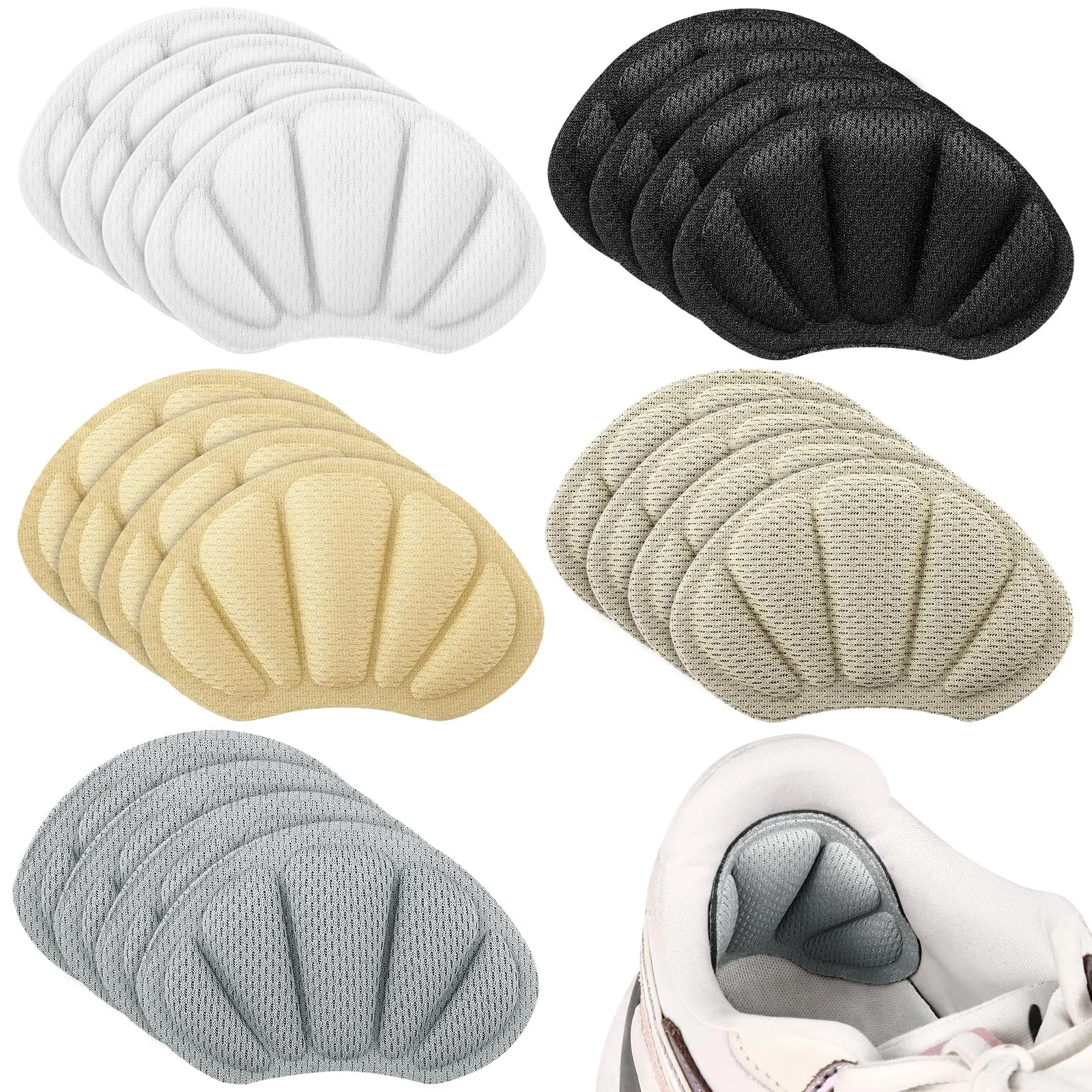 10 pairs of heel pads, premium heel pads shoes, self-adhesive heel protection for shoes, anti-friction anti-blister thick shoe insoles, heel pads for men women, 5 colors
