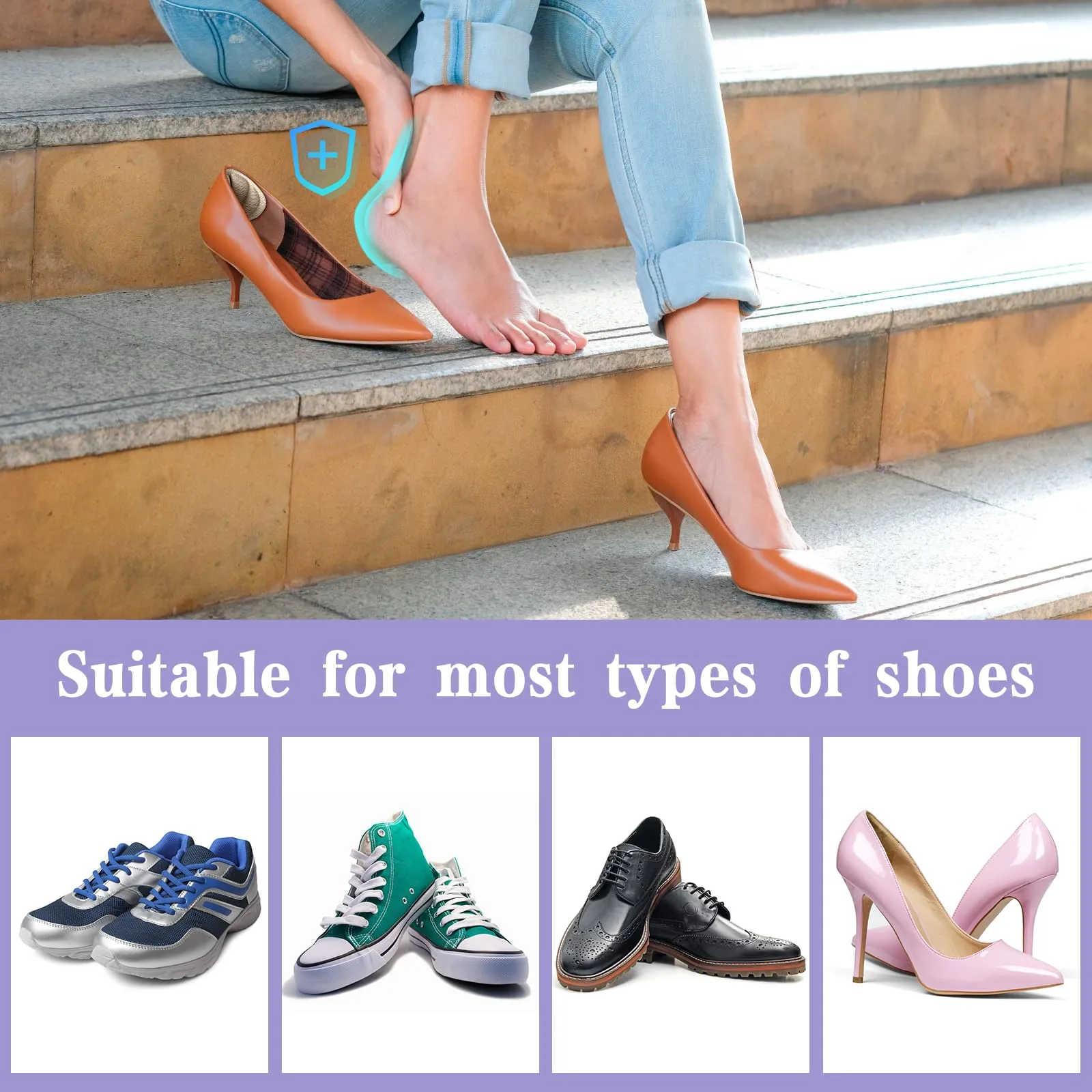 10 pairs of heel pads, premium heel pads shoes, self-adhesive heel protection for shoes, anti-friction anti-blister thick shoe insoles, heel pads for men women, 5 colors