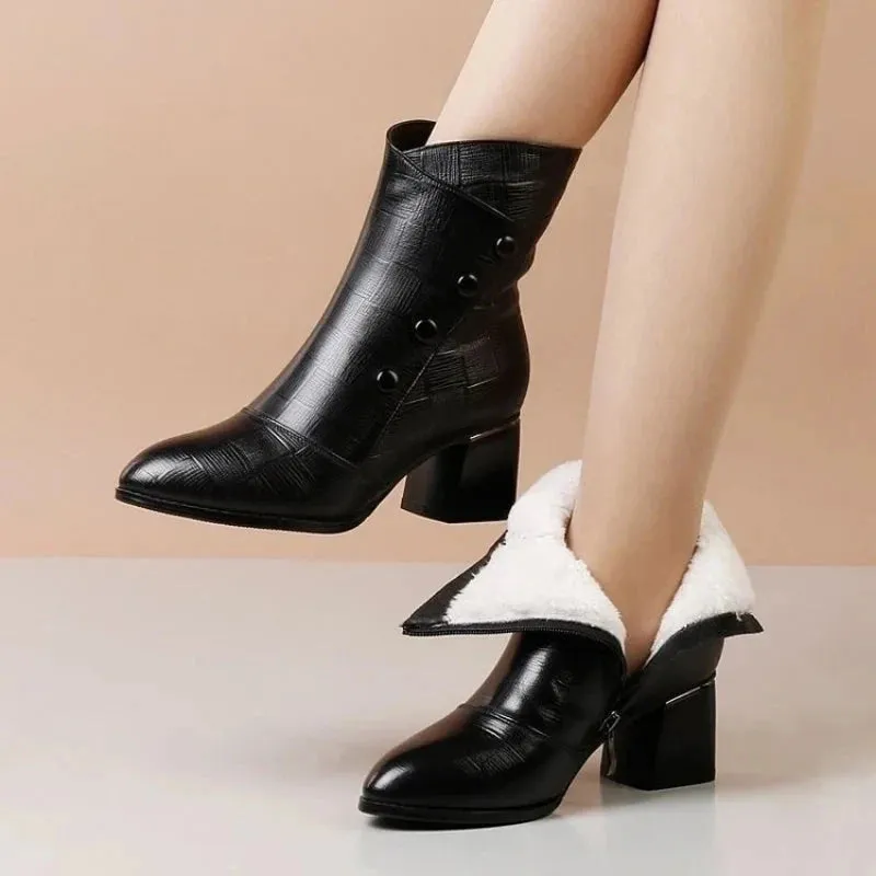 Cozy Velvet Winter Leather Boots