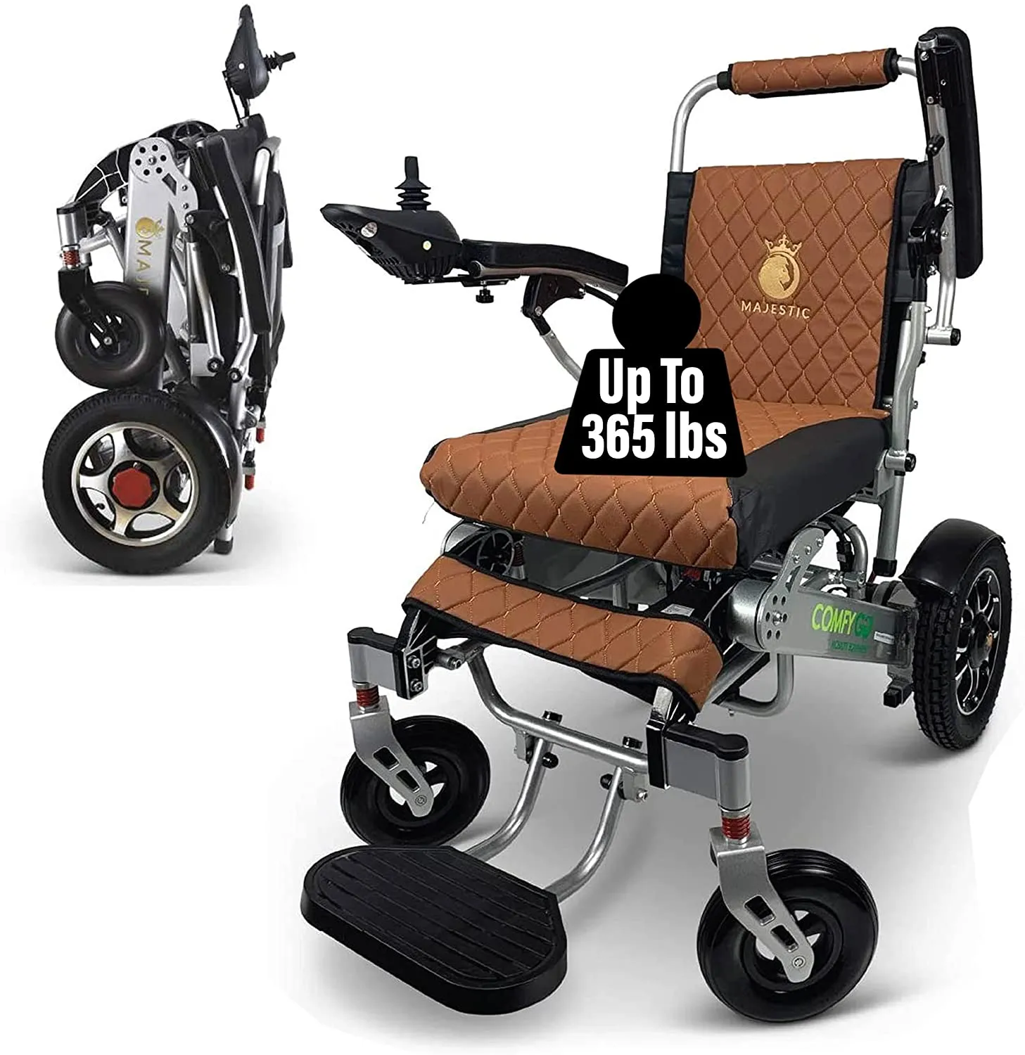 Electric Wheelchair  Automatic Folding Power Portable Lightweigh Wheelchair for Adults (Silver Frame)