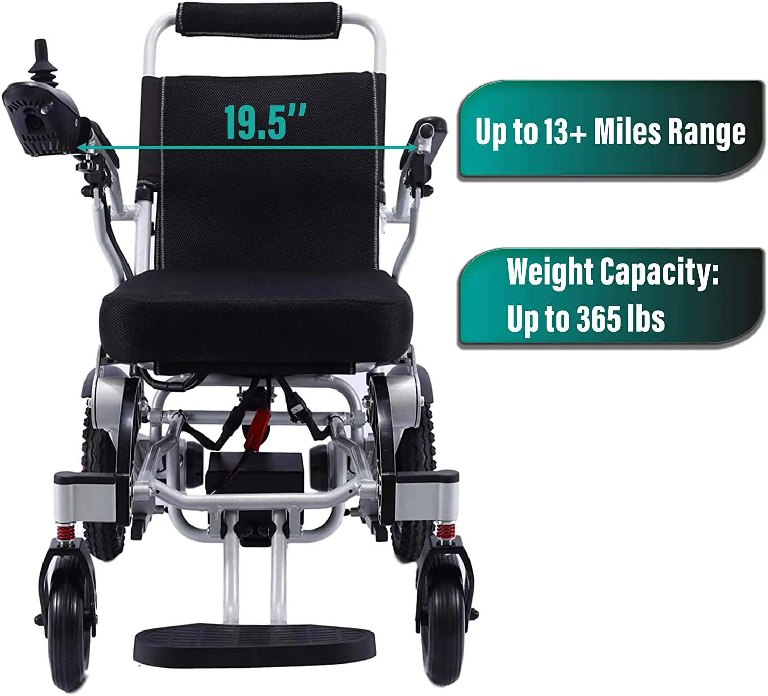 Electric Wheelchair  Automatic Folding Power Portable Lightweigh Wheelchair for Adults (Silver Frame)