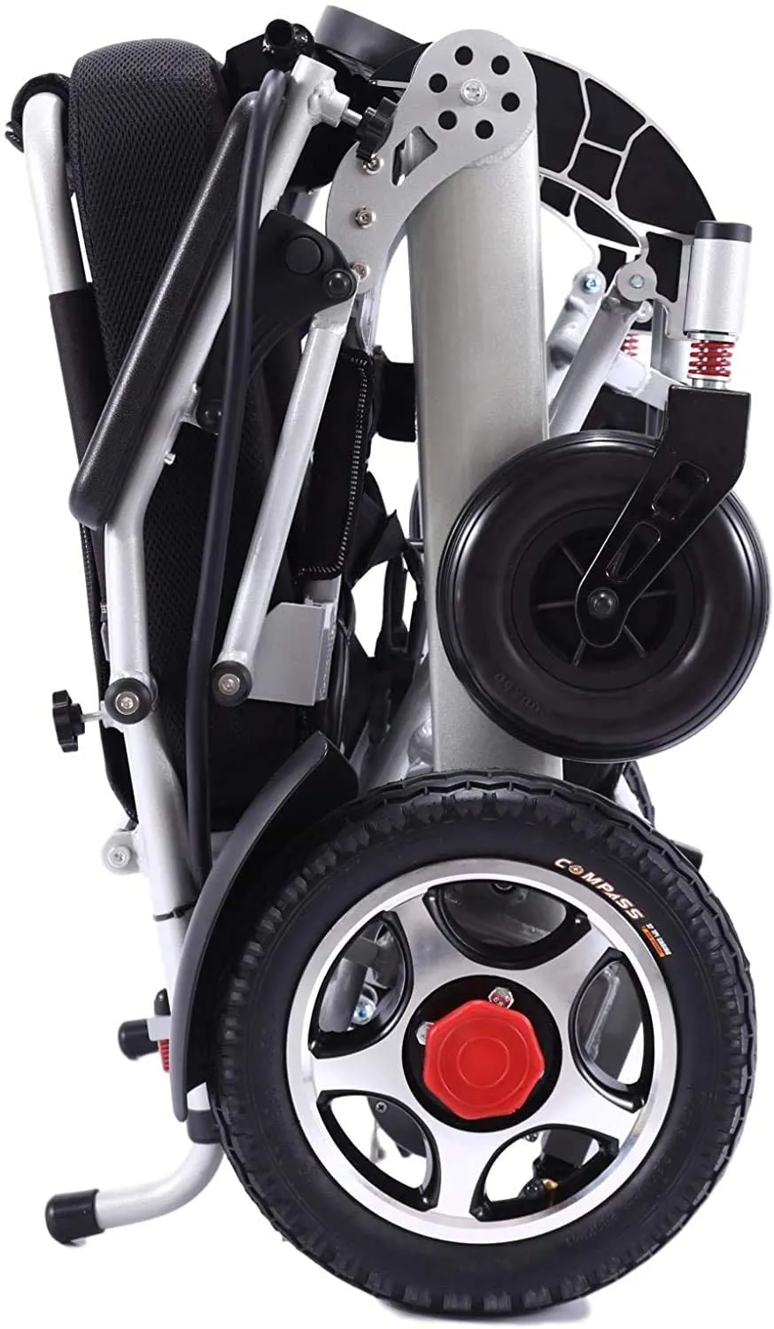 Electric Wheelchair  Automatic Folding Power Portable Lightweigh Wheelchair for Adults (Silver Frame)