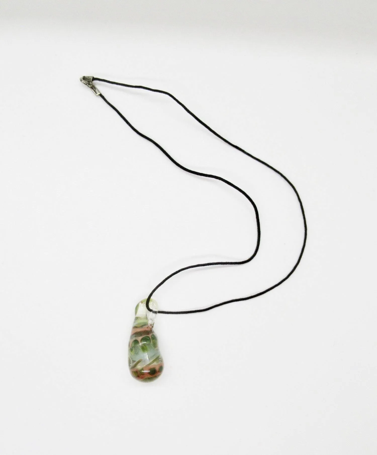 Vintage Hand Blown Art Glass Teardrop Pendant Swirls of Color
