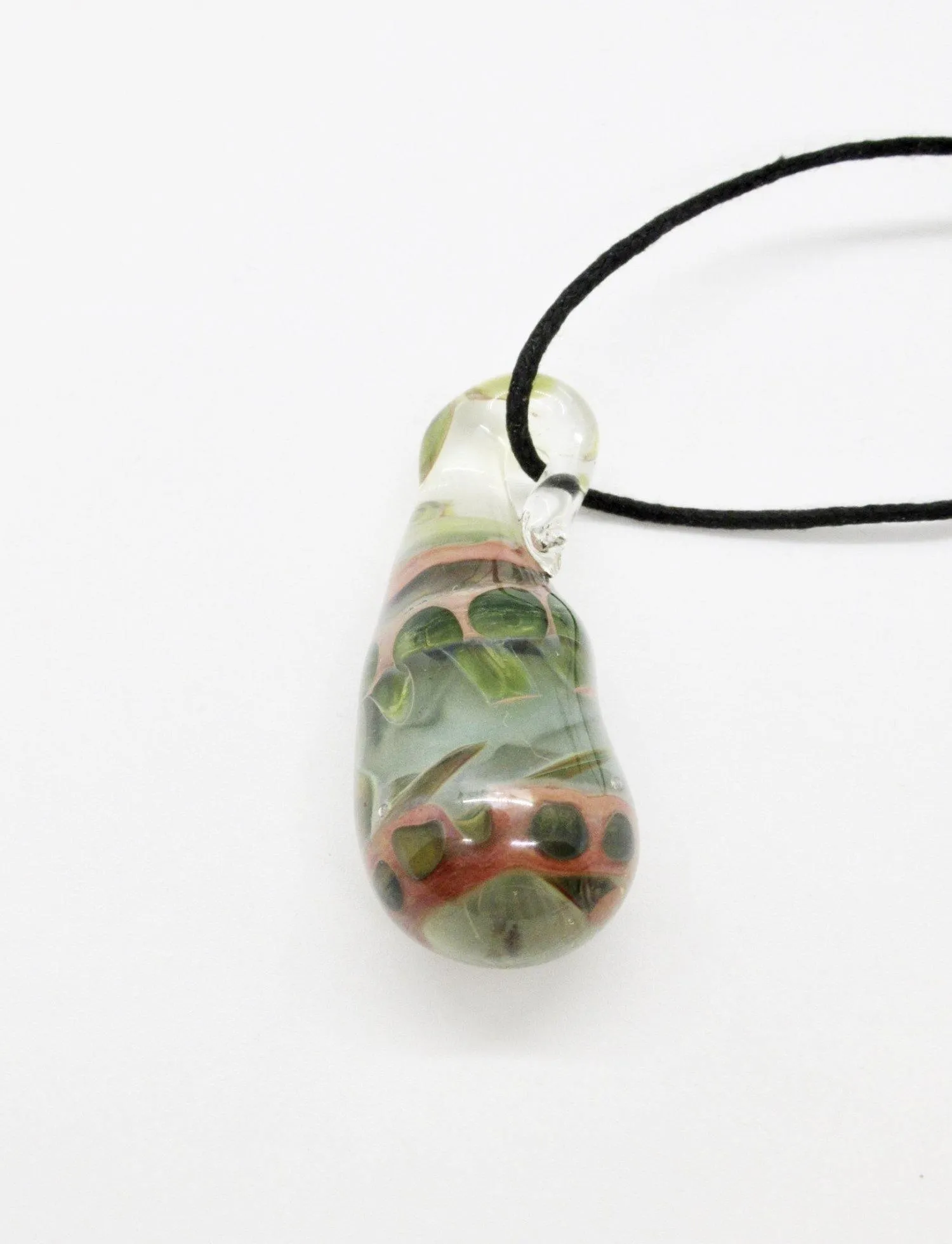 Vintage Hand Blown Art Glass Teardrop Pendant Swirls of Color