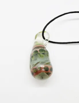 Vintage Hand Blown Art Glass Teardrop Pendant Swirls of Color