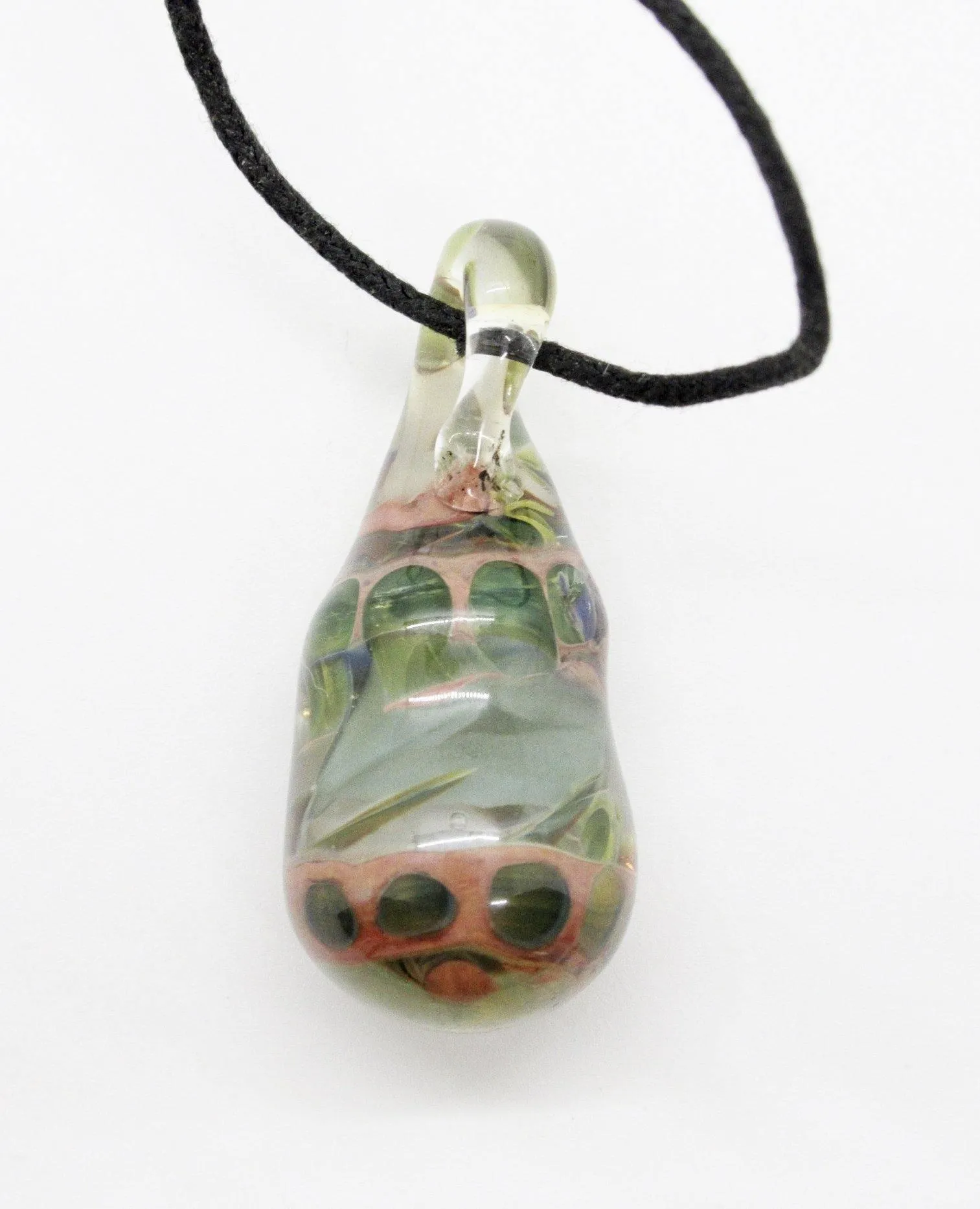 Vintage Hand Blown Art Glass Teardrop Pendant Swirls of Color